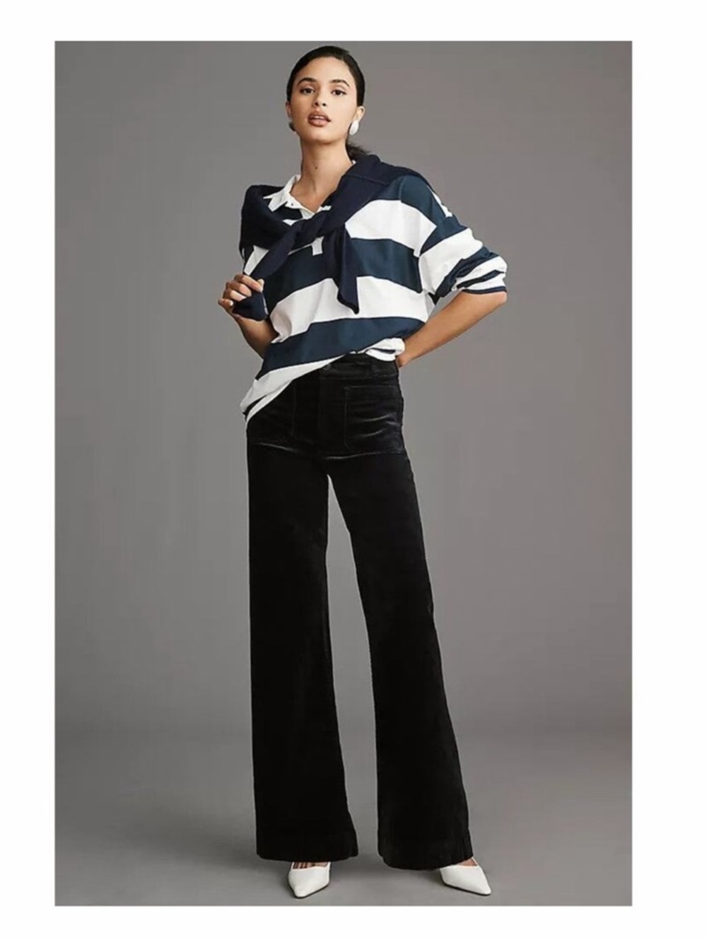 Anthropologie Maeve Navy Corduroy Wide Leg Colette Pants